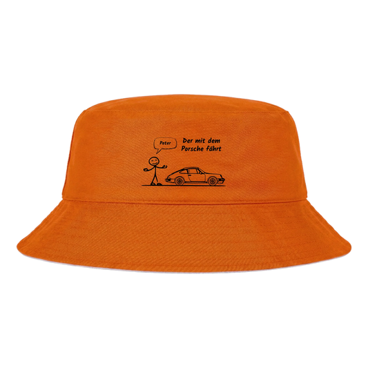Personalisiertes Auto-Bucket Hat „Der mit dem Porsche fährt“