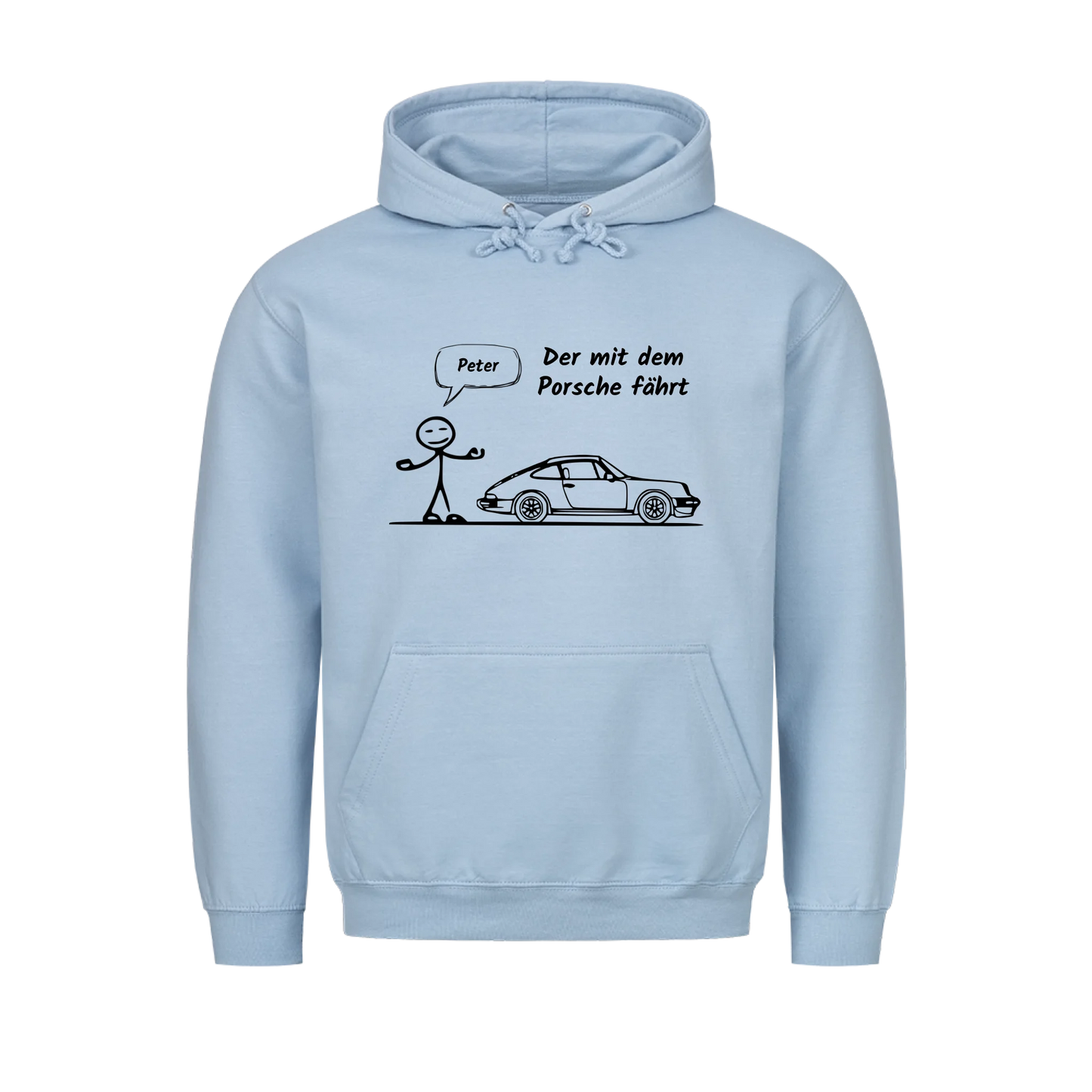 Personalisierter Auto-Hoodie „Der mit dem Porsche fährt“