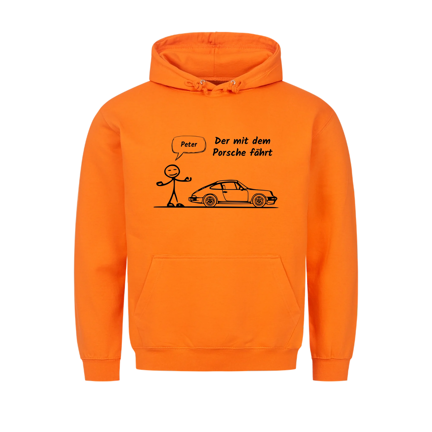 Personalisierter Auto-Hoodie „Der mit dem Porsche fährt“