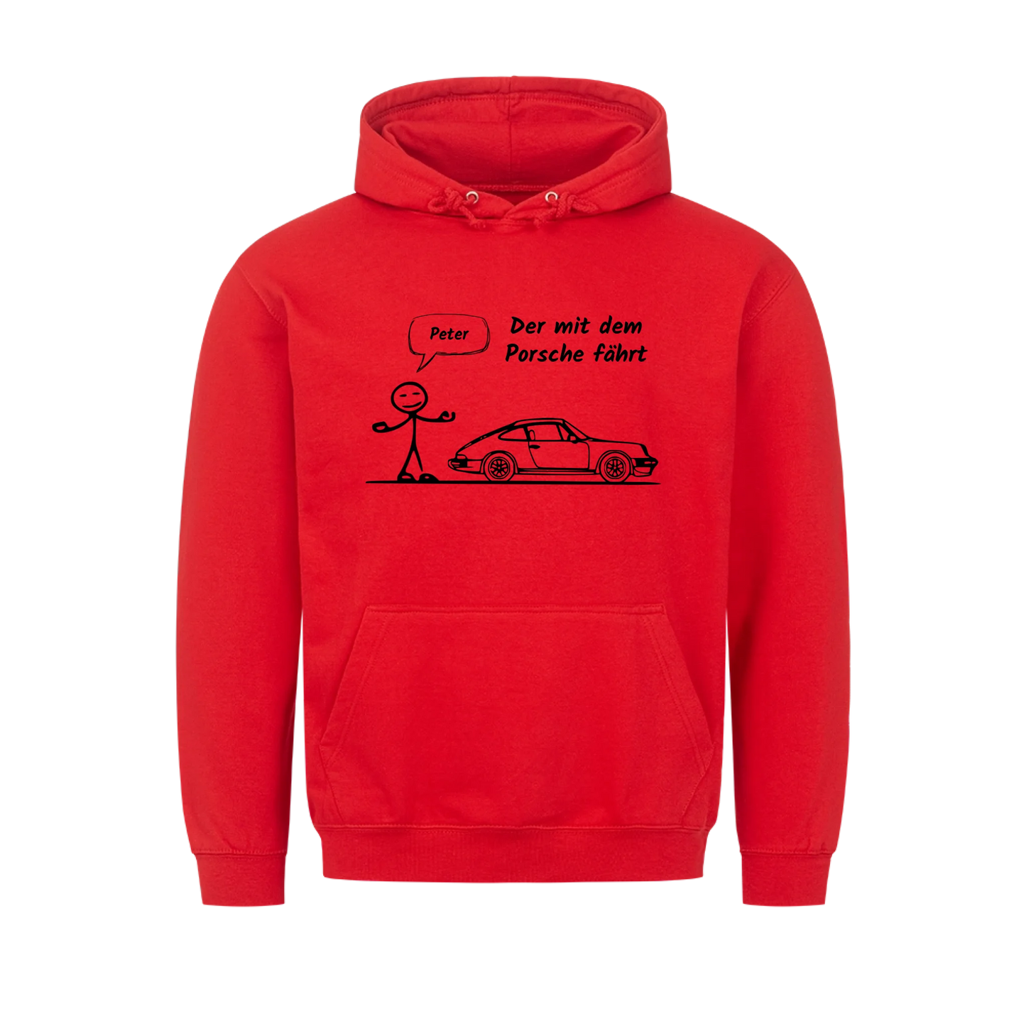 Personalisierter Auto-Hoodie „Der mit dem Porsche fährt“