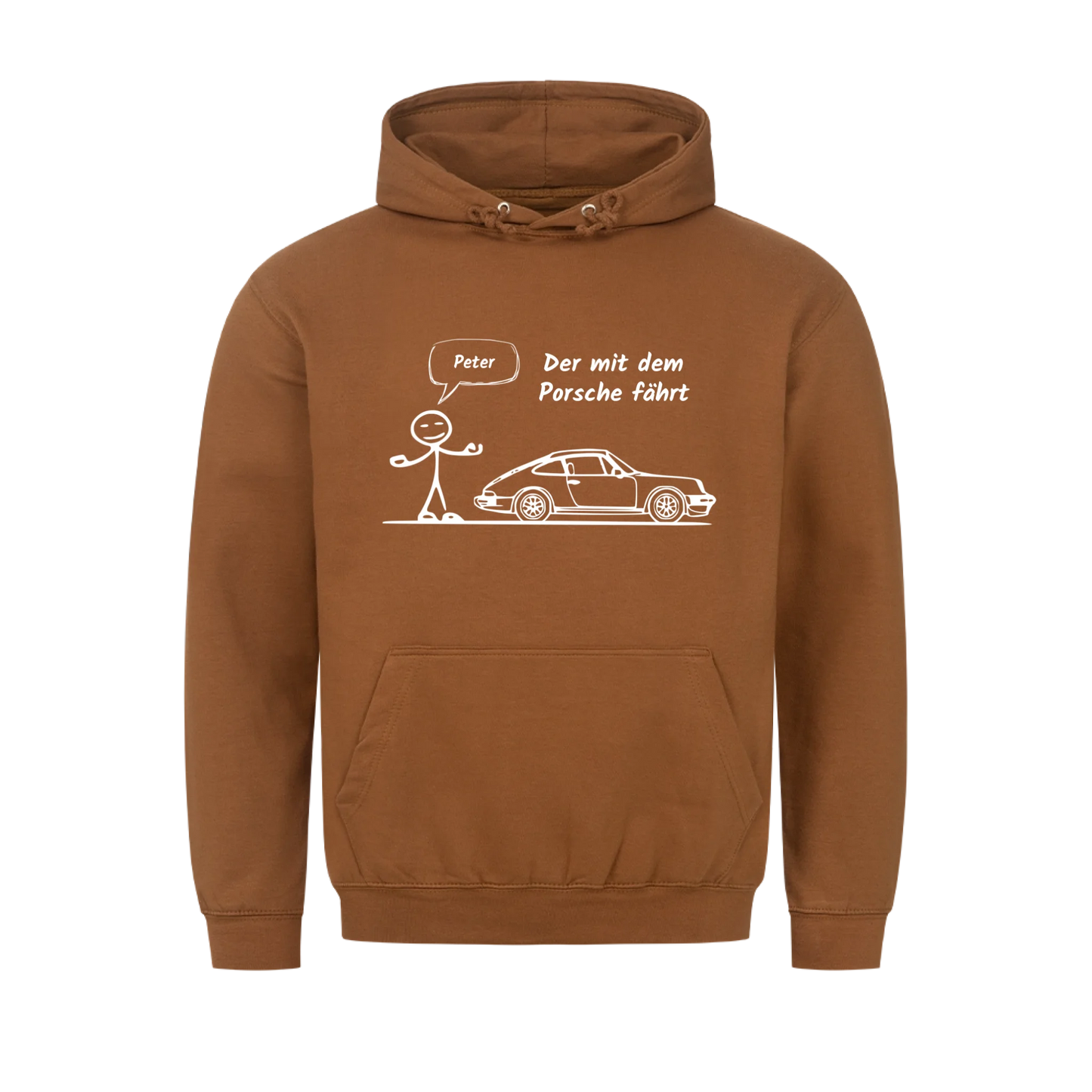 Personalisierter Auto-Hoodie „Der mit dem Porsche fährt“