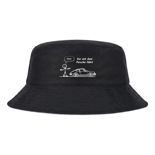 Personalisiertes Auto-Bucket Hat „Der mit dem Porsche fährt“